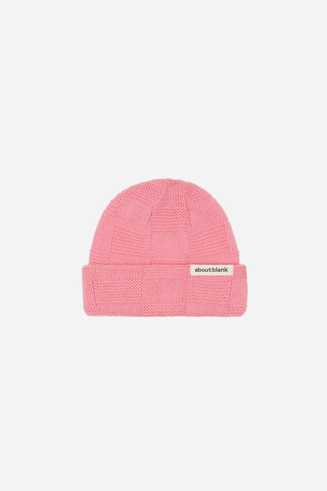 chequerboard beanie pink