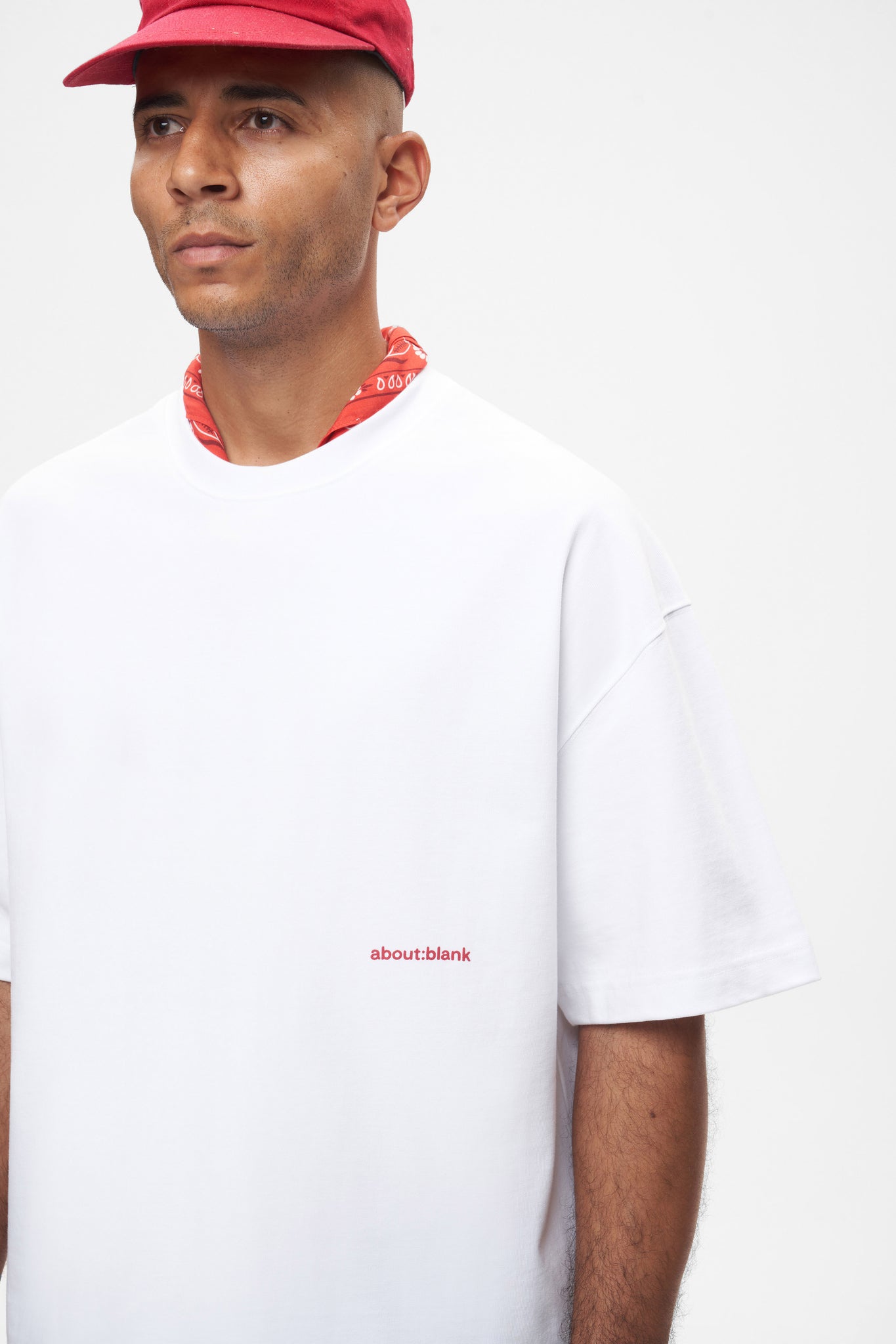 box t-shirt white/red