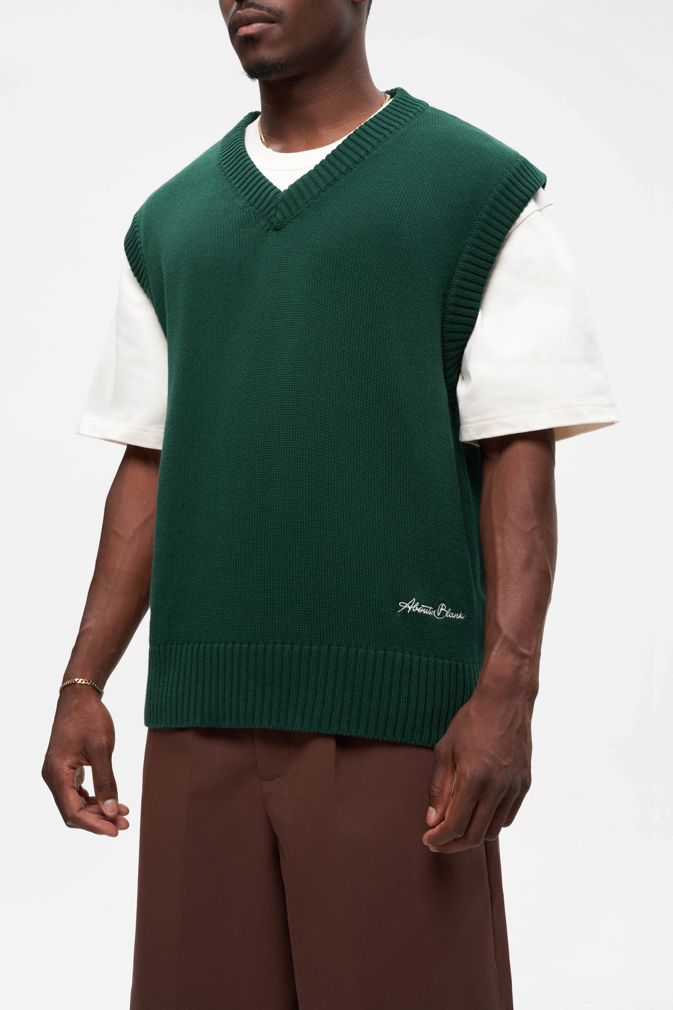 v-neck knitted vest epsom green