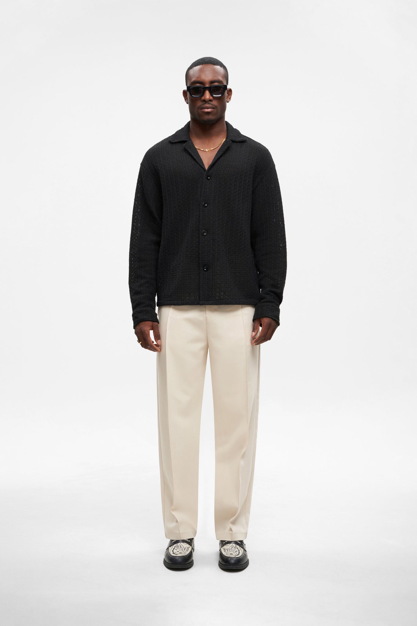 long sleeve knitted shirt black