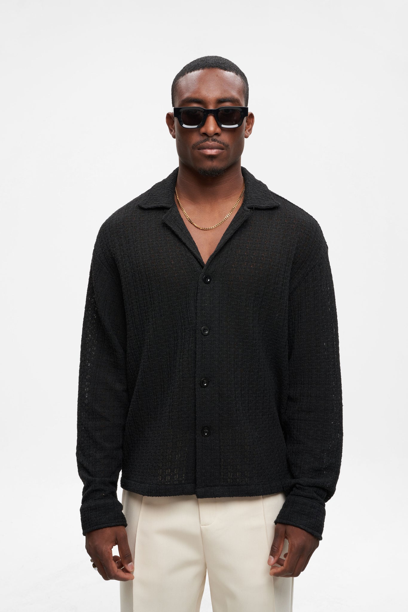 long sleeve knitted shirt black