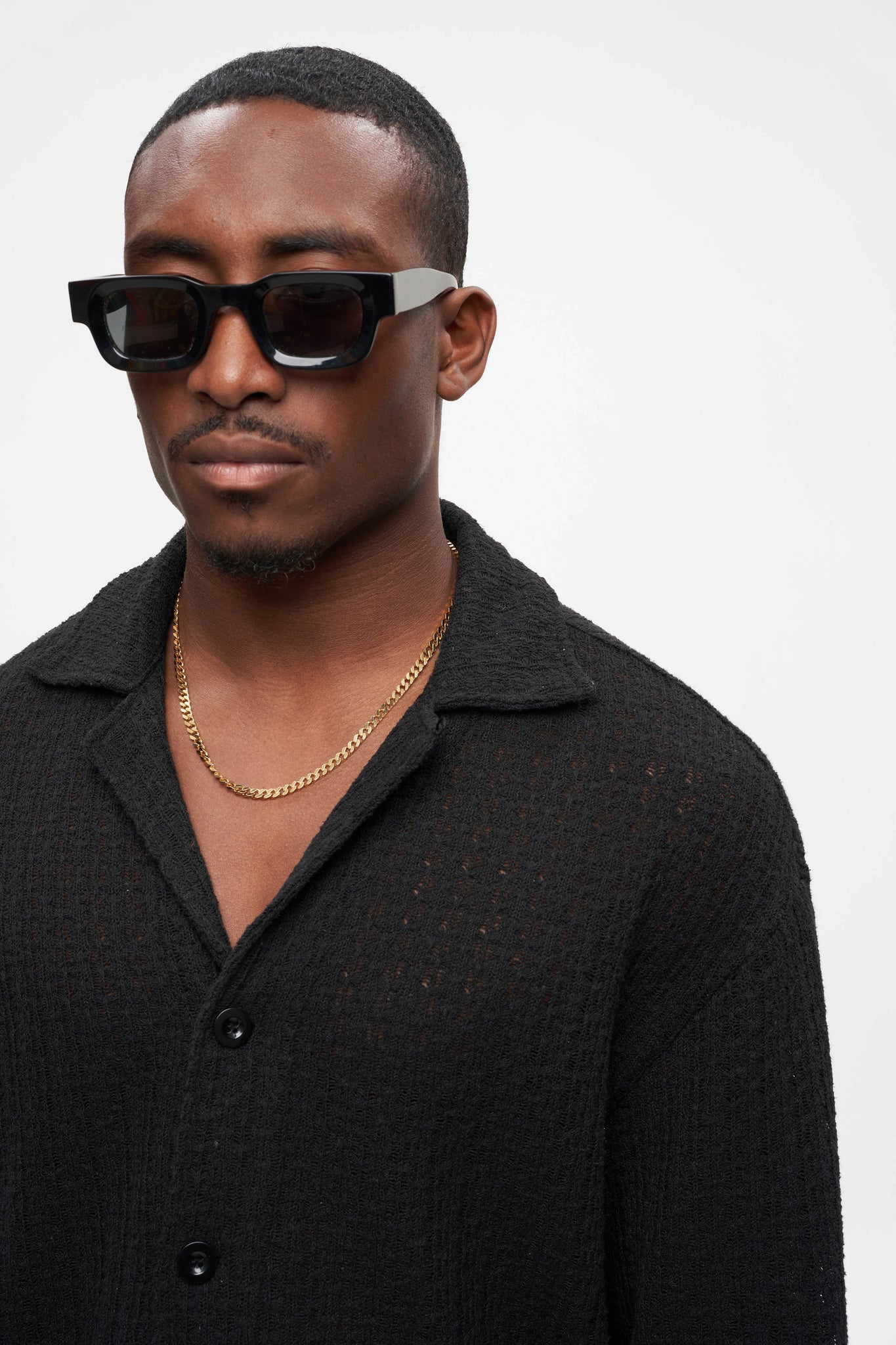 long sleeve knitted shirt black