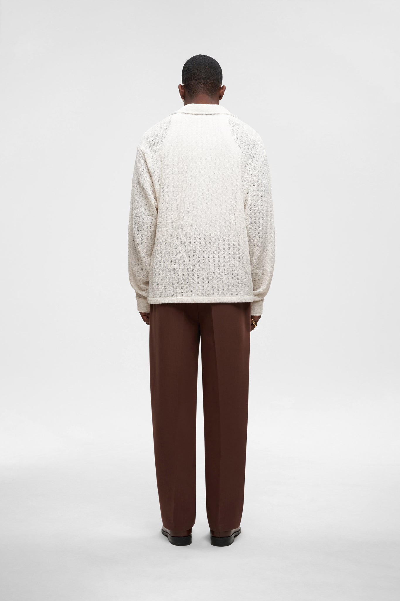 long sleeve knitted shirt ecru