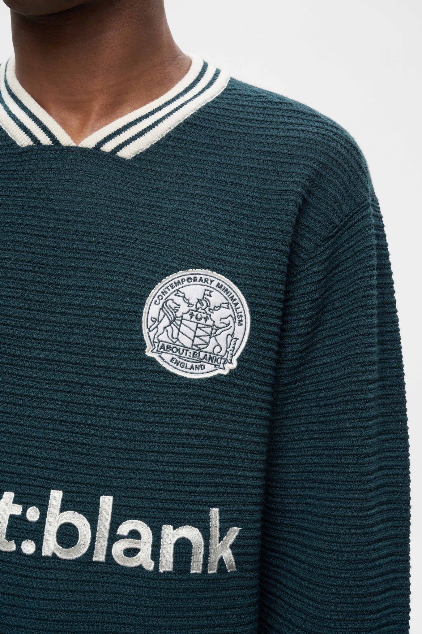 knitted football shirt epsom green/ecru