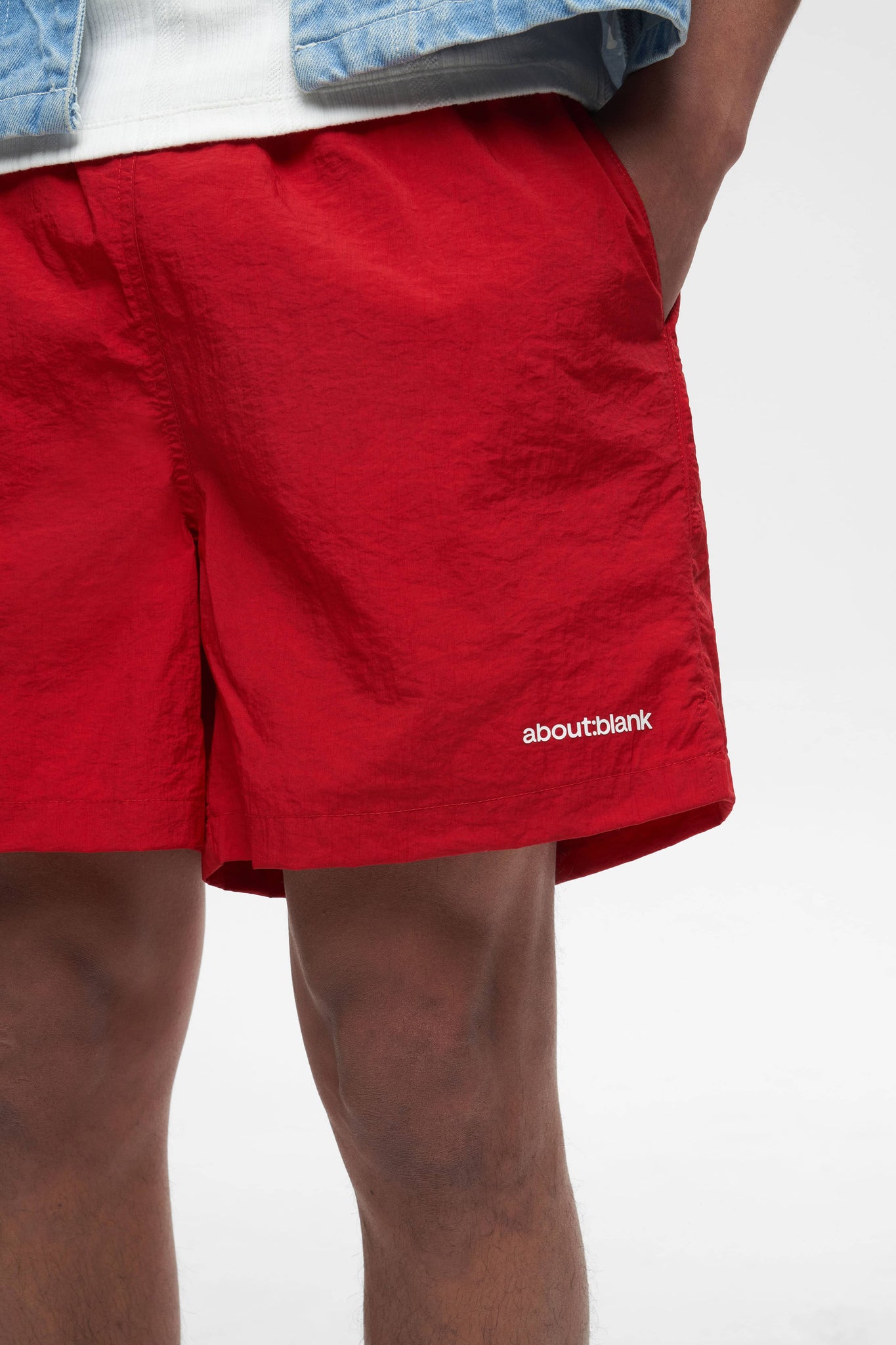 crinkle swim shorts red
