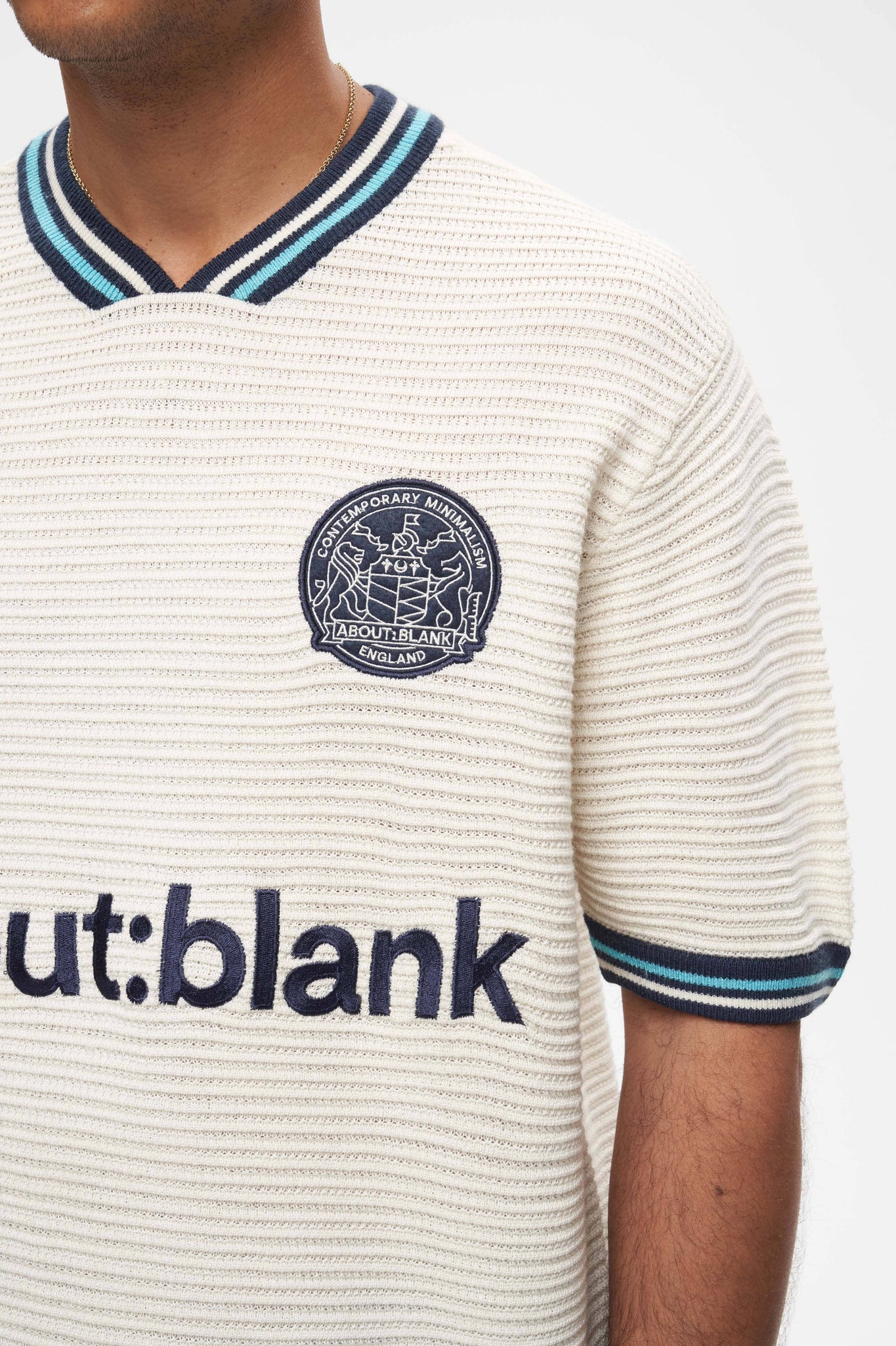 knitted football shirt oat/navy