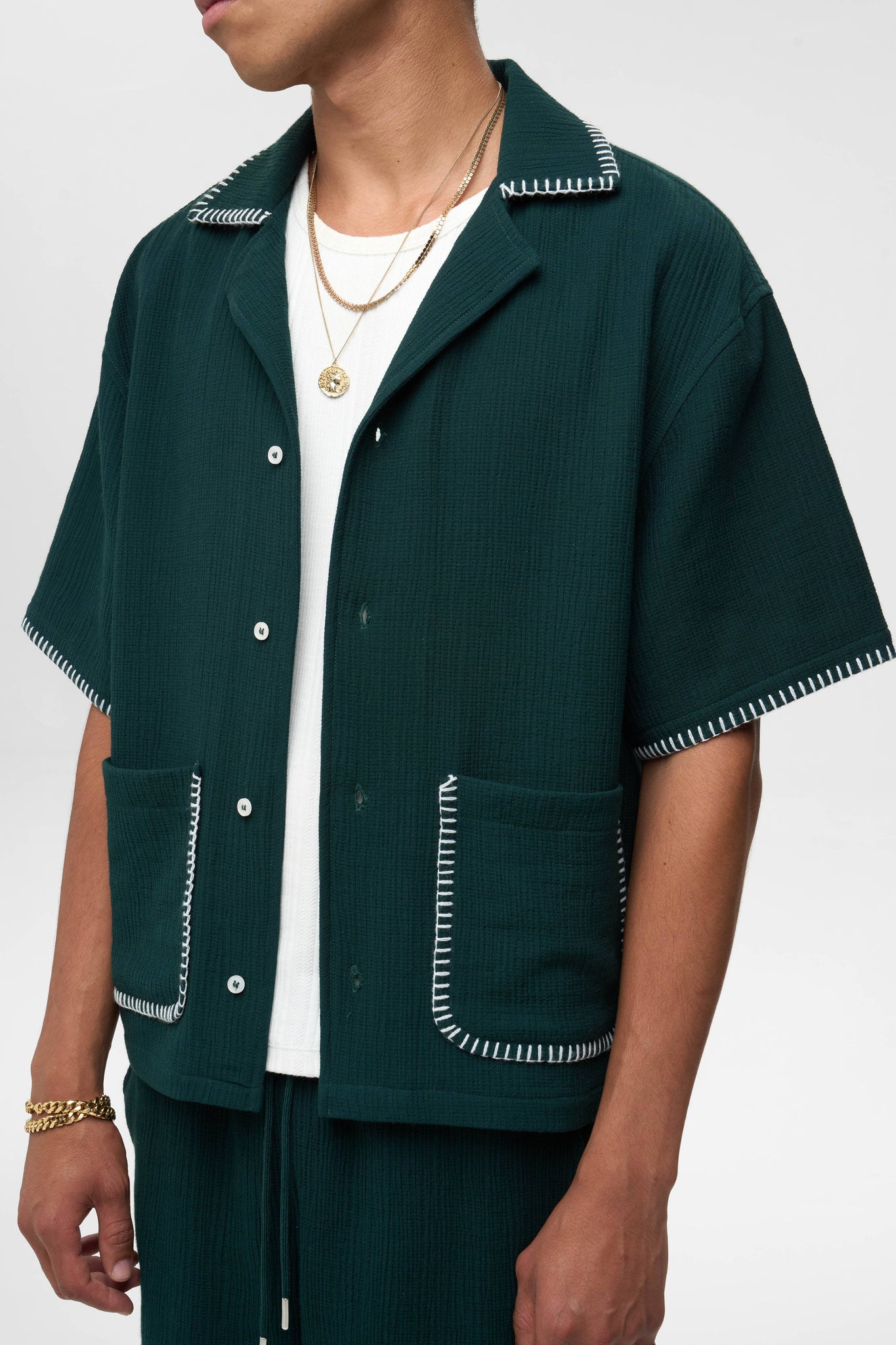 whipstitch resort shirt epsom green/white