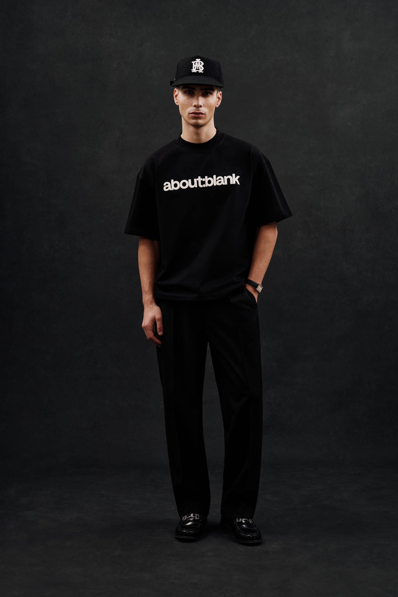 block mock neck t-shirt black/oat