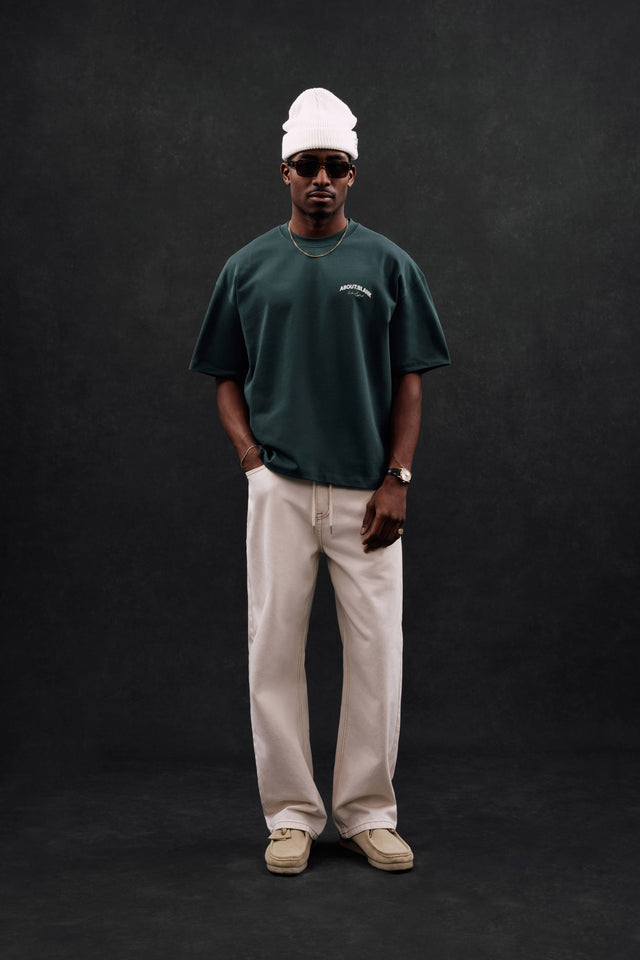 arched logo t-shirt epsom green/ecru