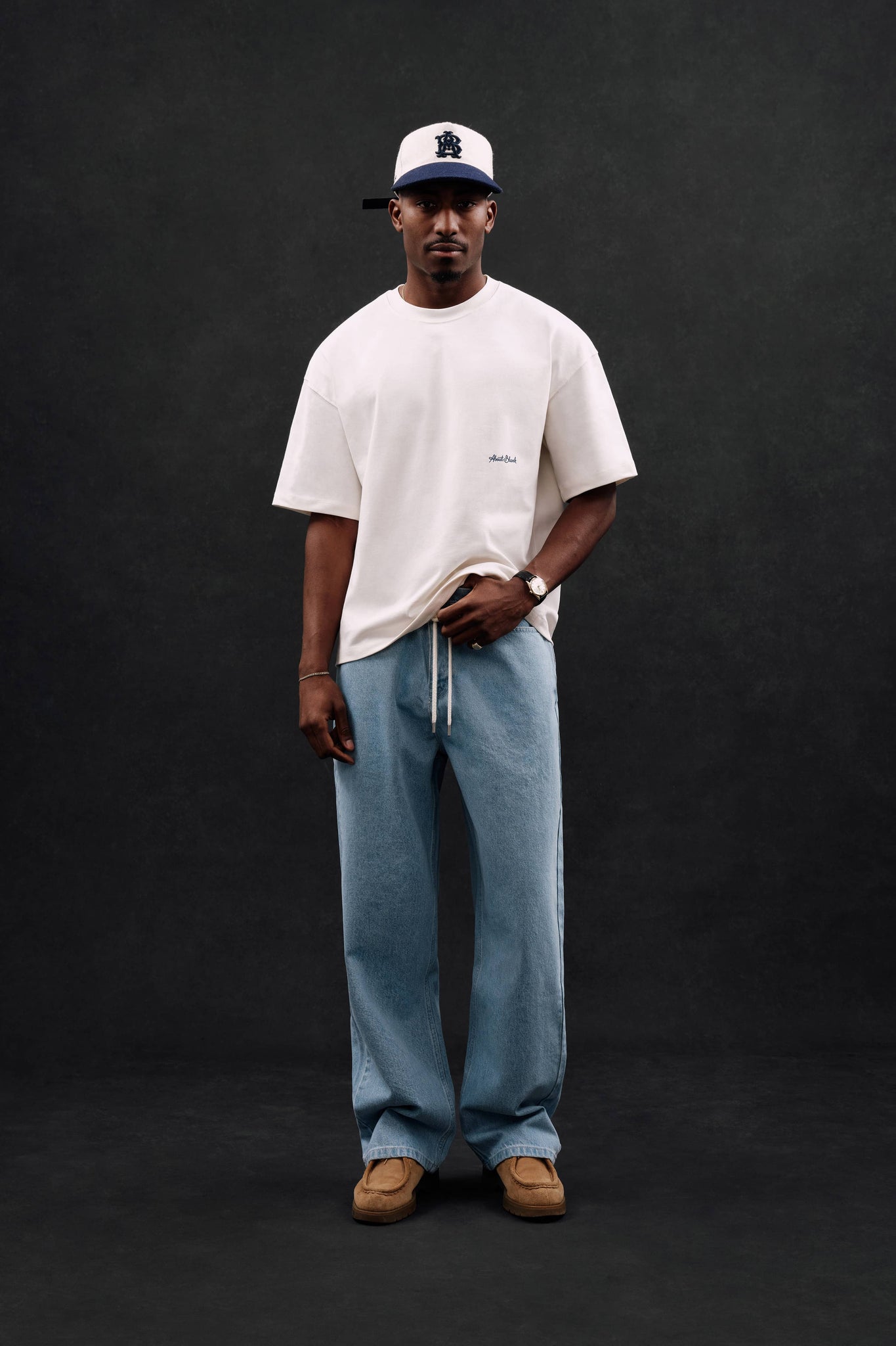 banner t-shirt oat/estate blue