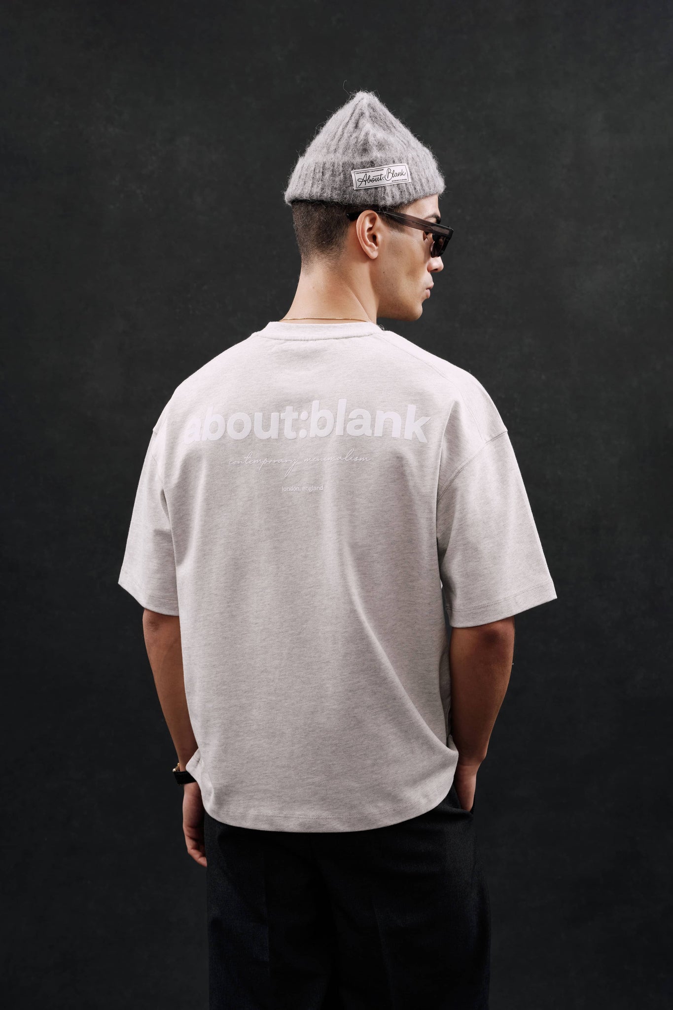 box t-shirt grey marl/white