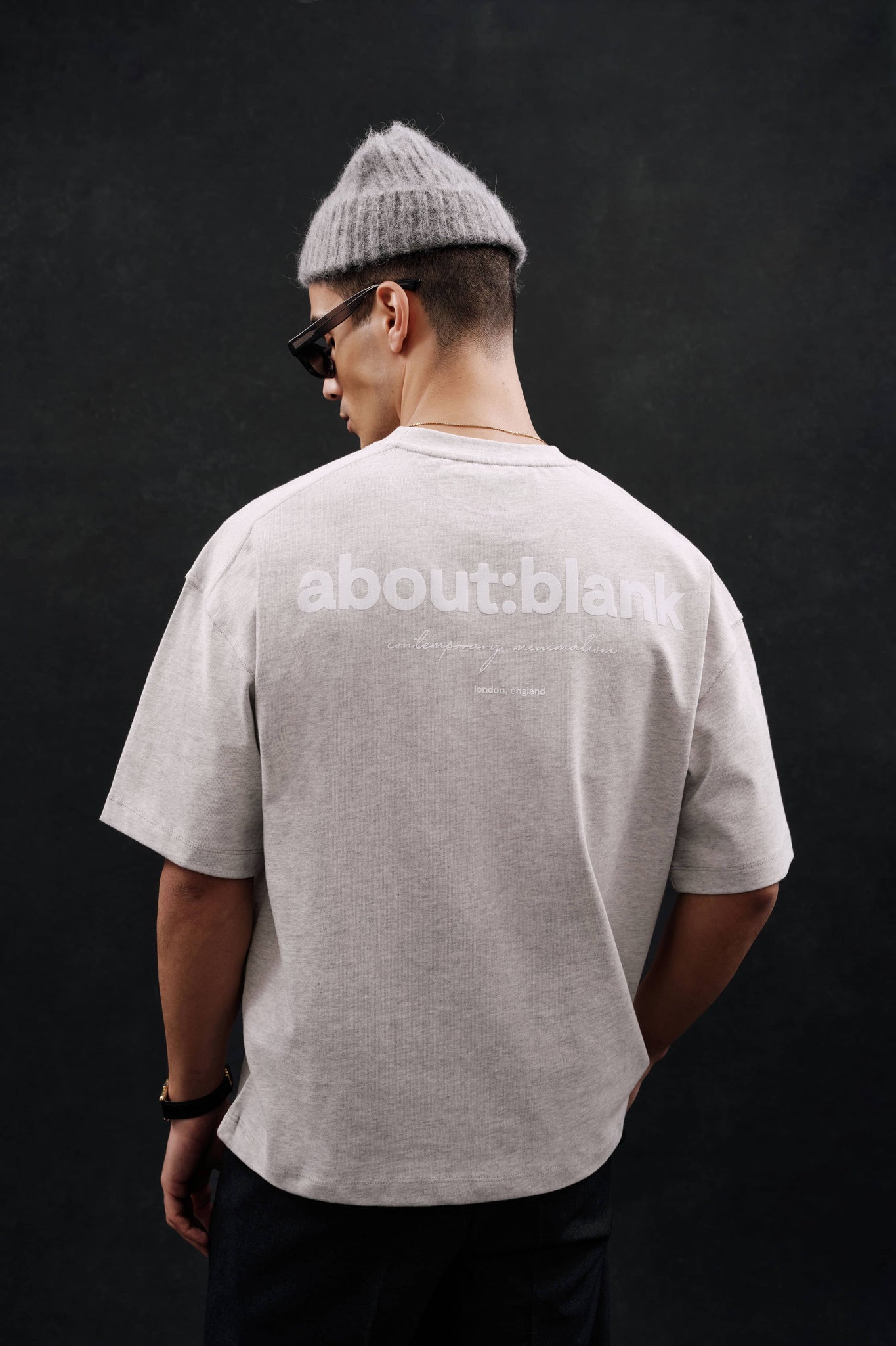 box t-shirt grey marl/white