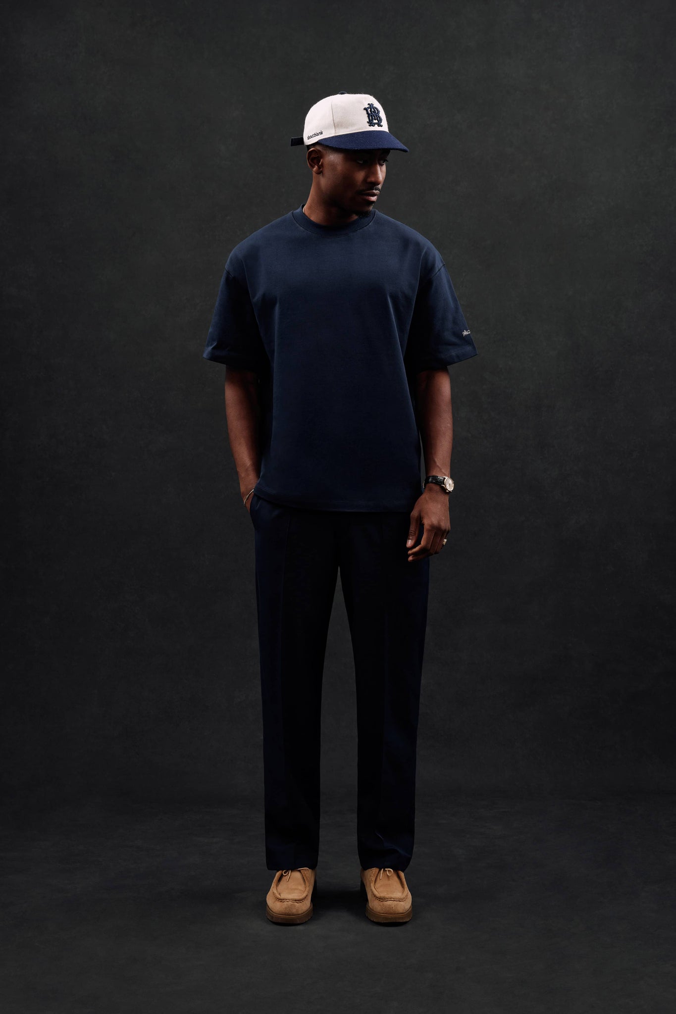 chainstitch t-shirt navy/ecru