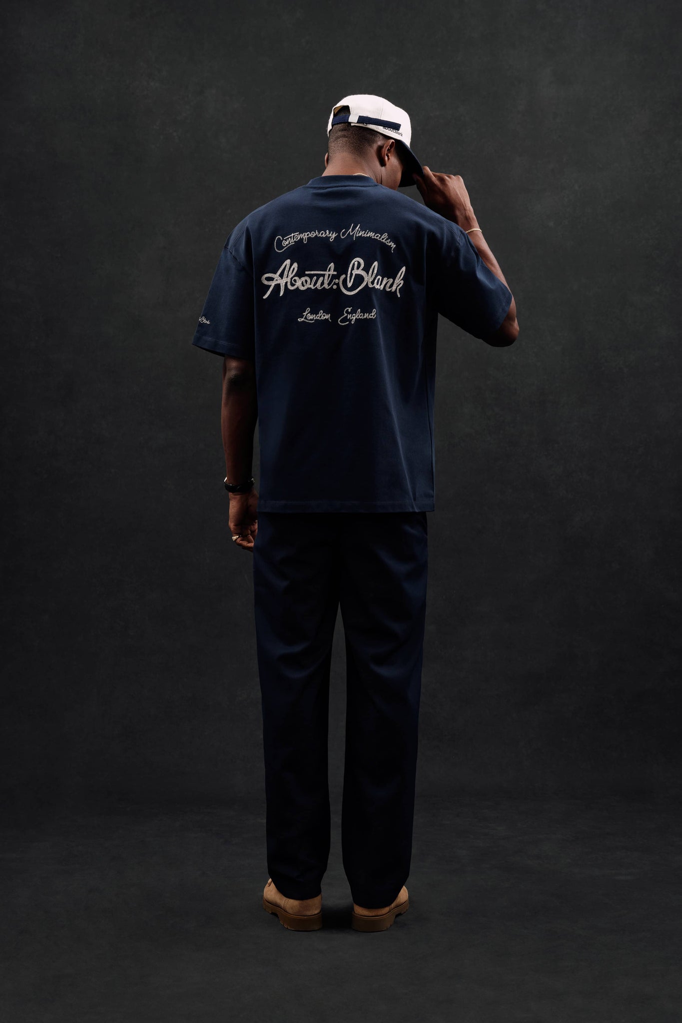 chainstitch t-shirt navy/ecru