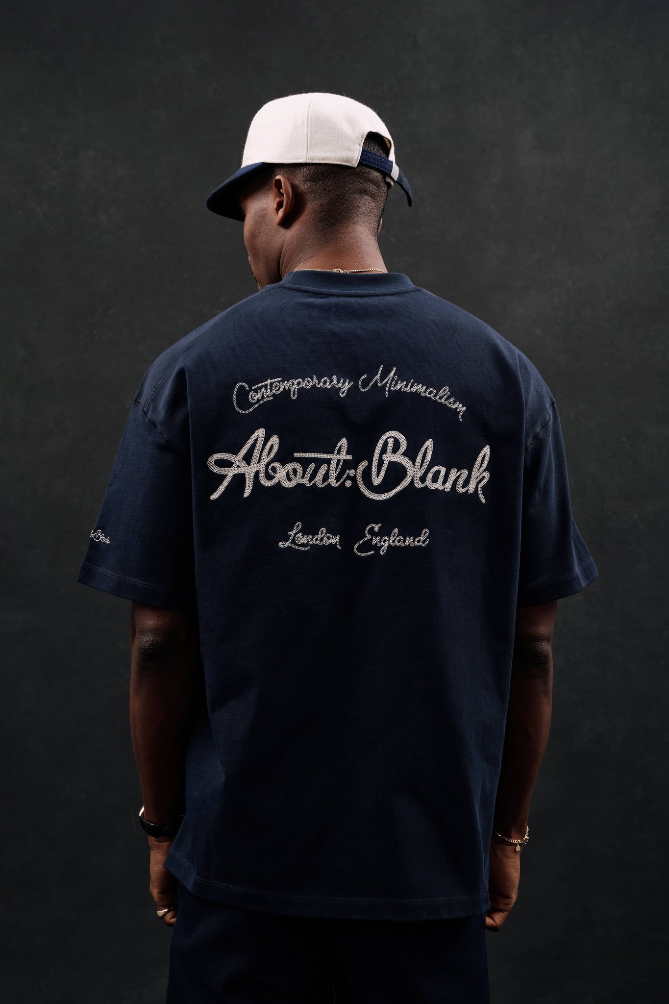 chainstitch t-shirt navy/ecru