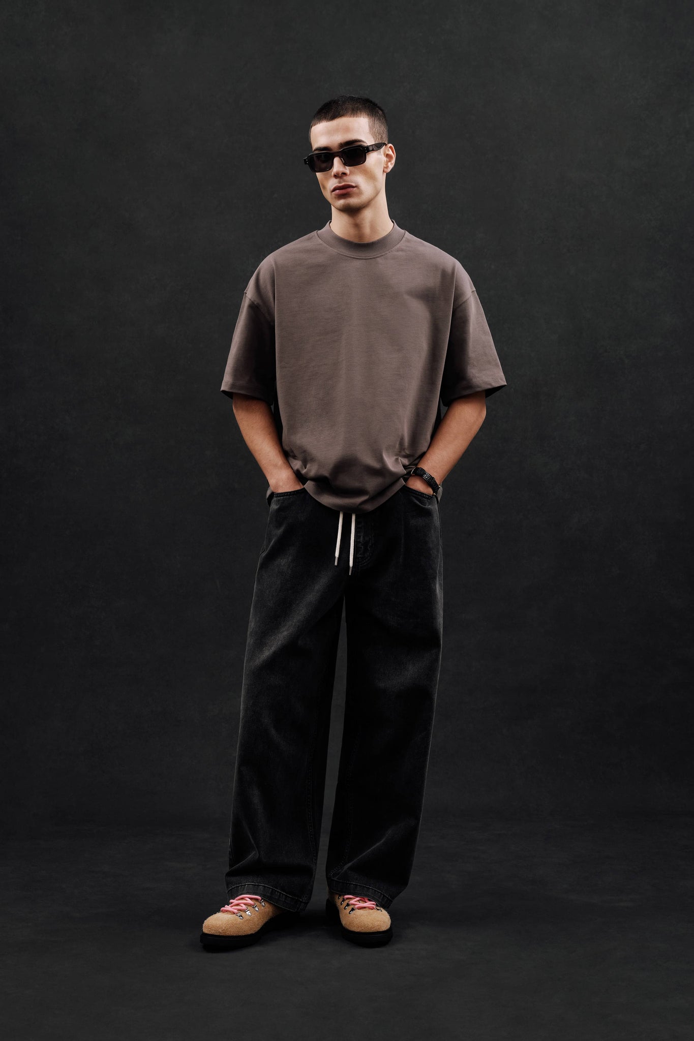 mock neck t-shirt charcoal