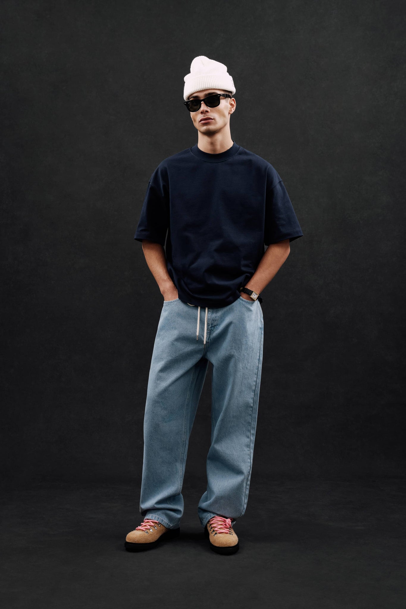 mock neck t-shirt navy