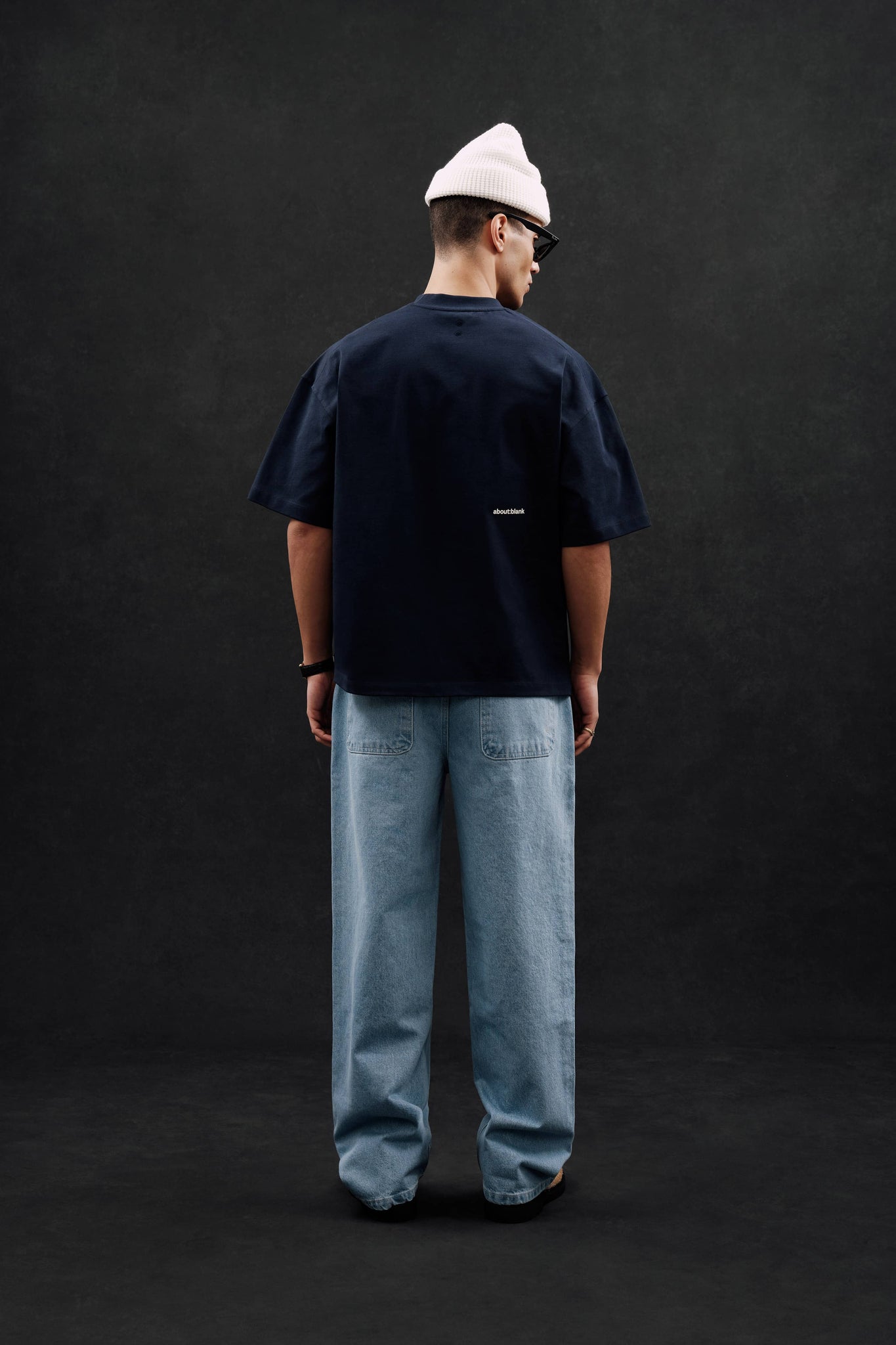 mock neck t-shirt navy