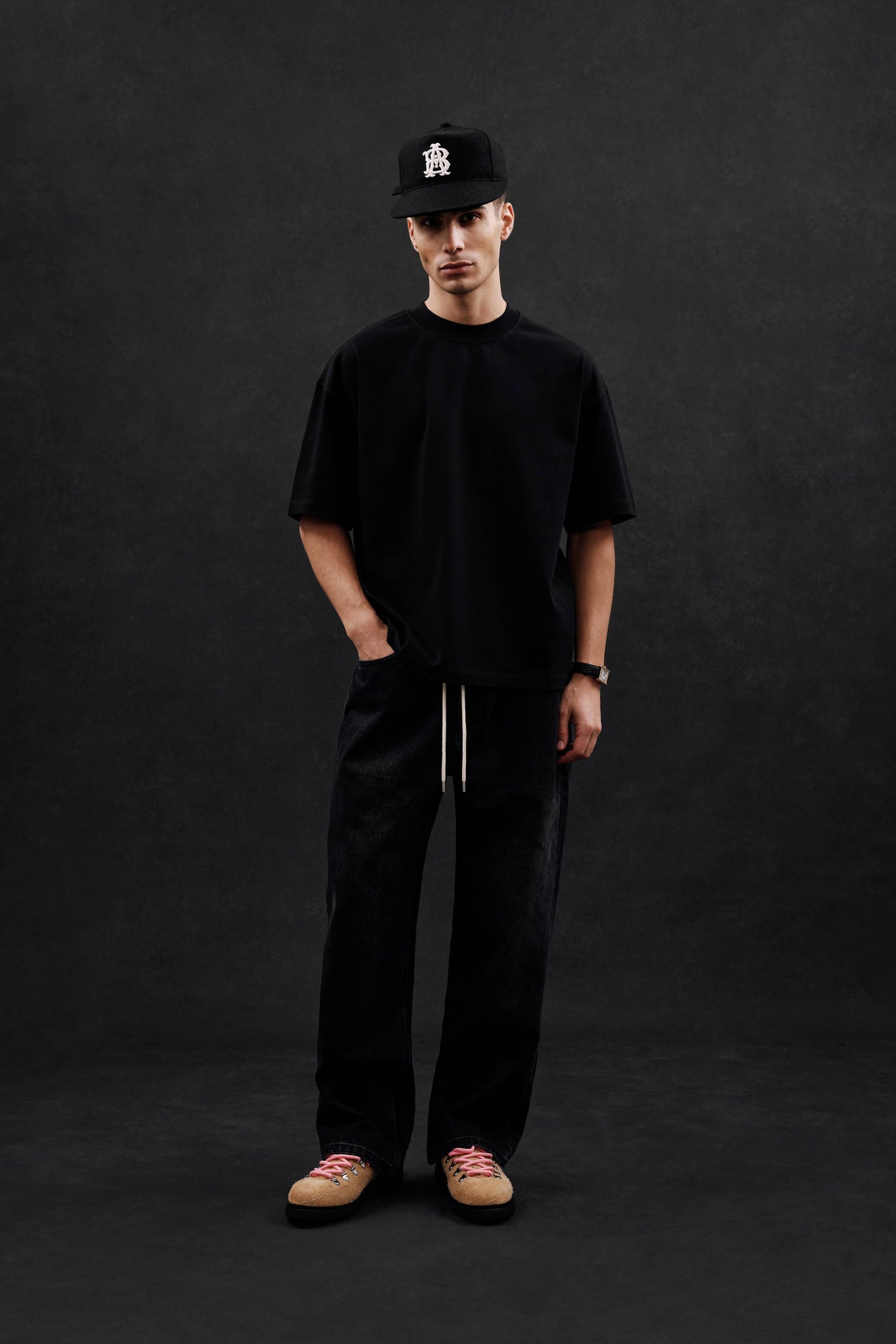 mock neck t-shirt black/ecru