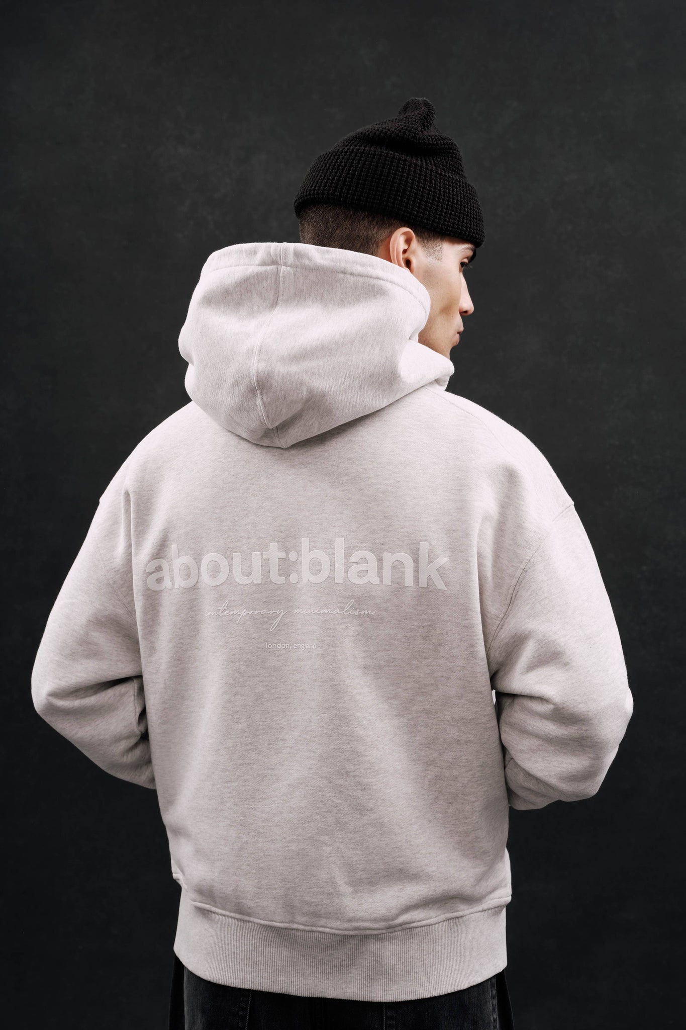 box zip hoodie grey marl/white
