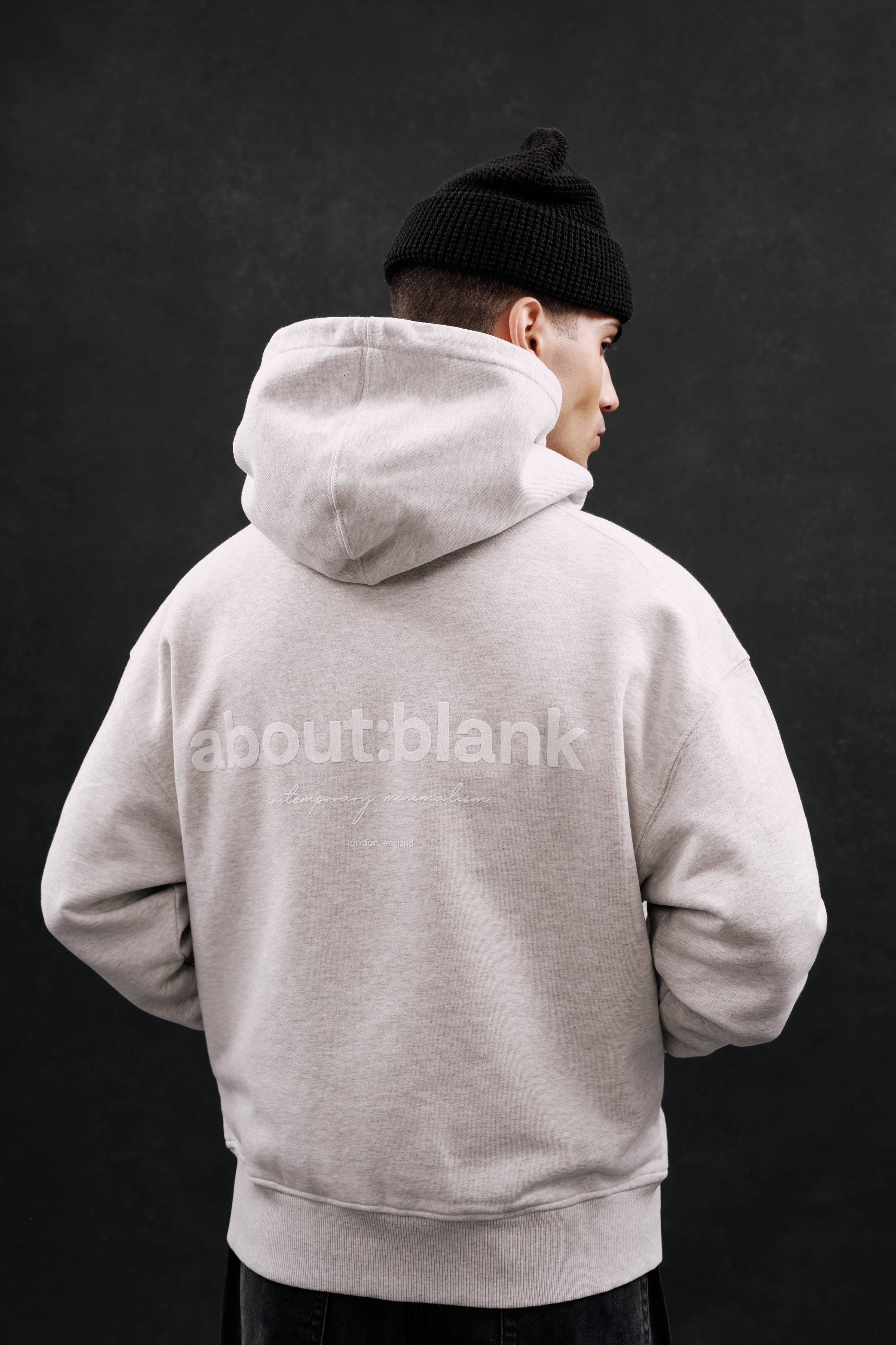 about:blank | box zip hoodie grey marl/white about:blank | box zip hoodie grey marl/white