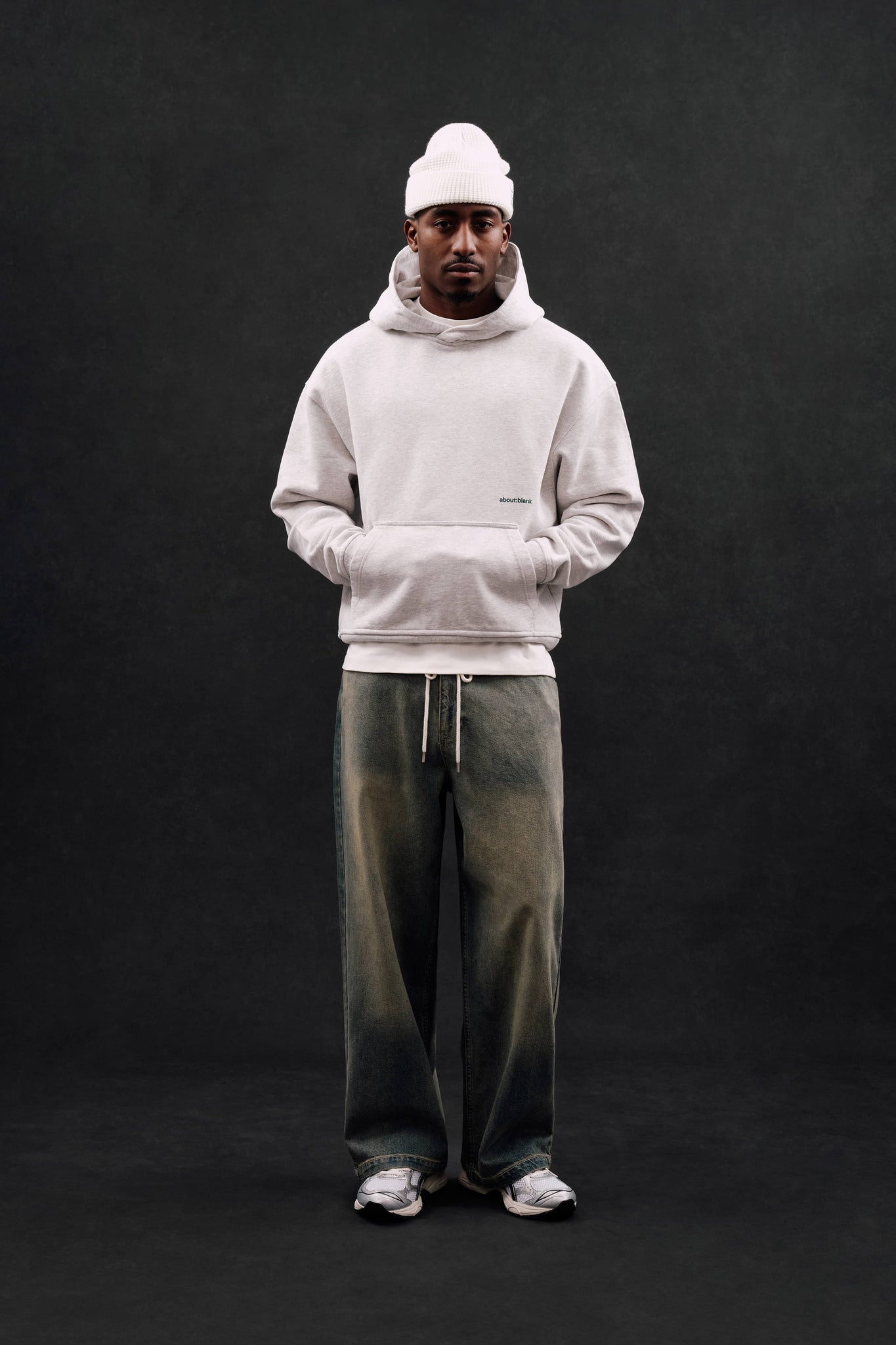 box hoodie grey marl/epsom green