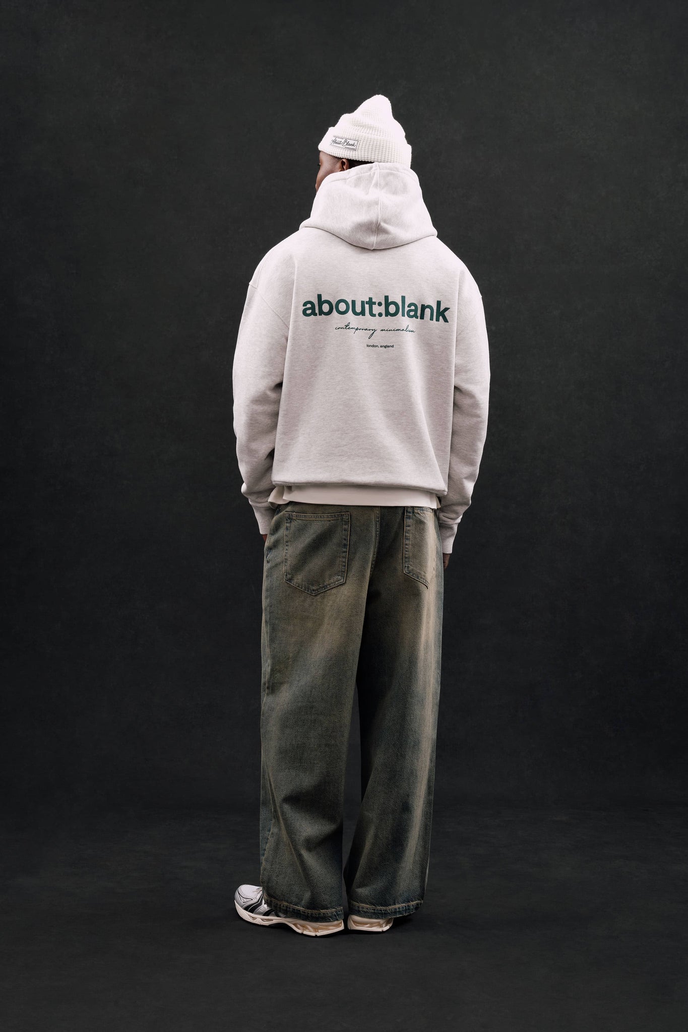 box hoodie grey marl/epsom green