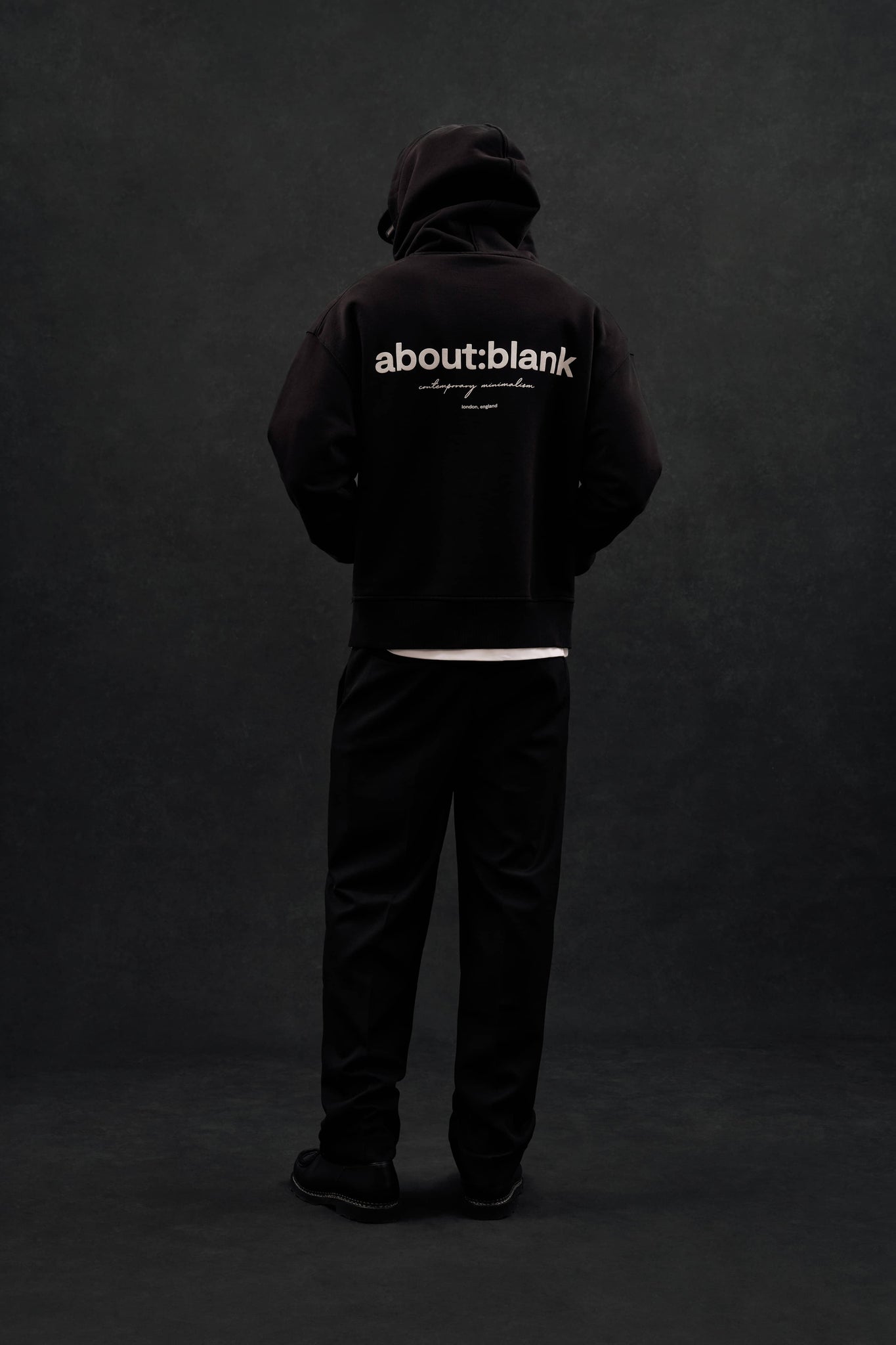 box zip hoodie black/ecru