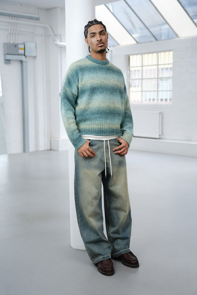 ombré brushed crewneck mint/blue
