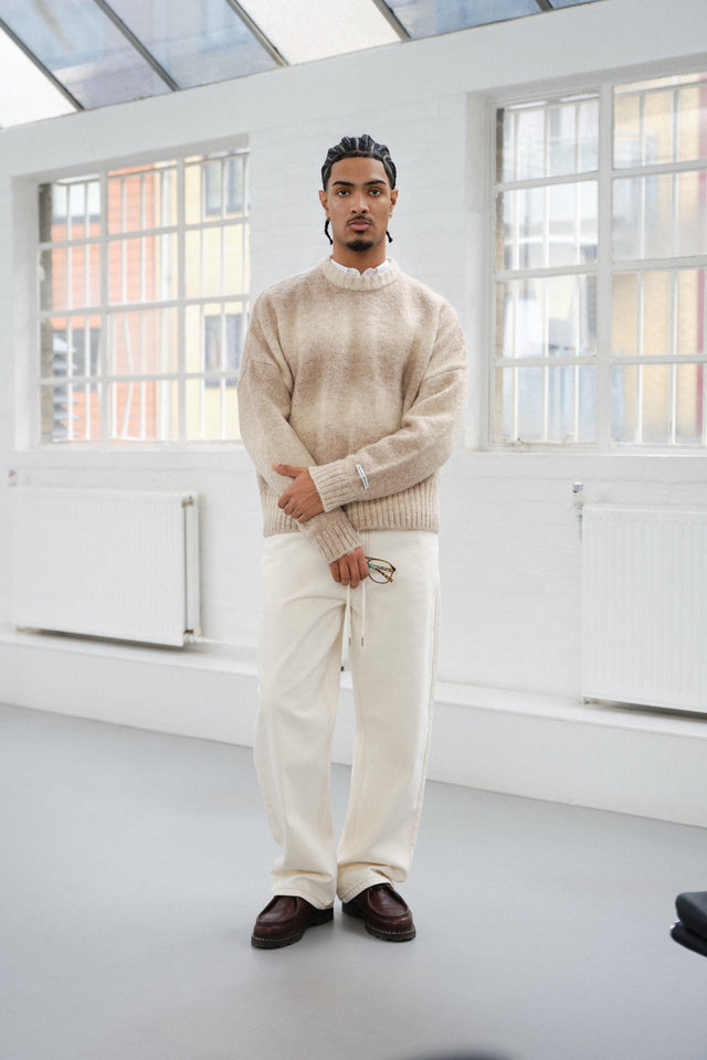 ombré brushed crewneck sand/ecru