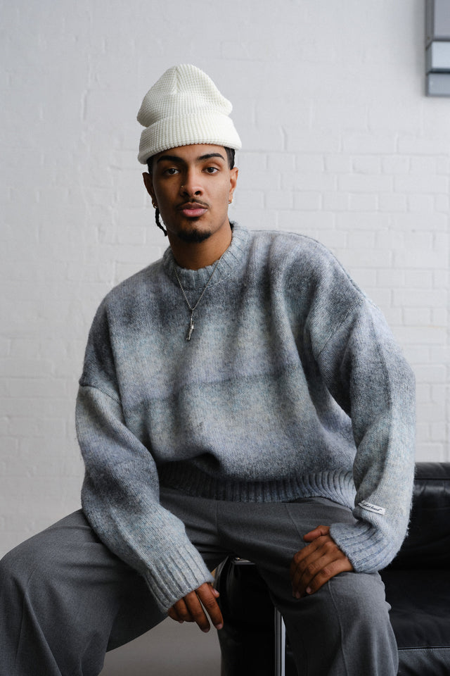 ombré brushed crewneck blue/grey