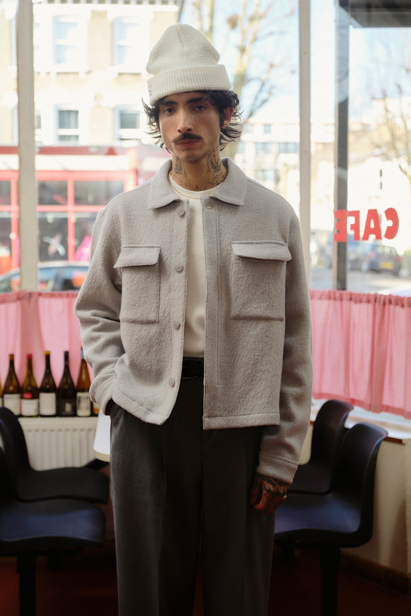 wool overshirt grey