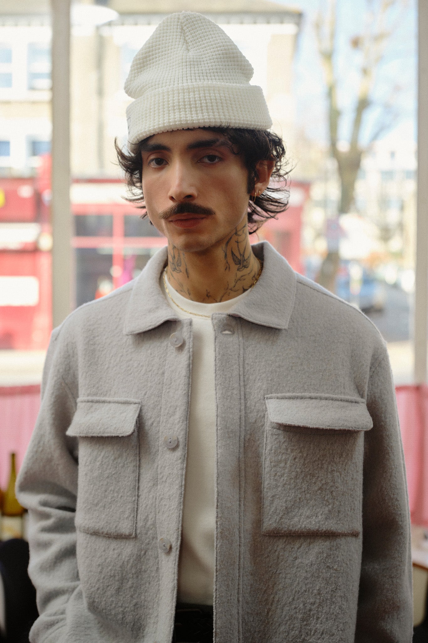 wool overshirt grey
