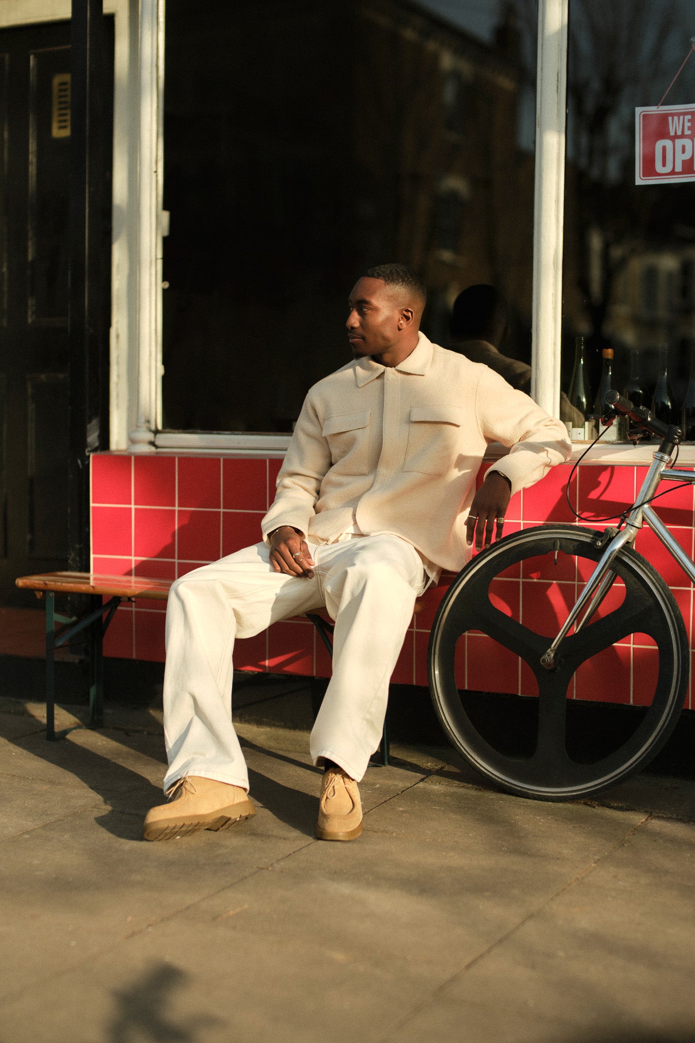 wool overshirt sand