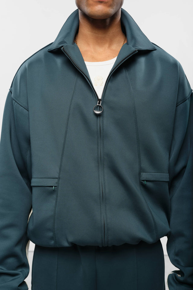 monogram track jacket epsom green/ecru