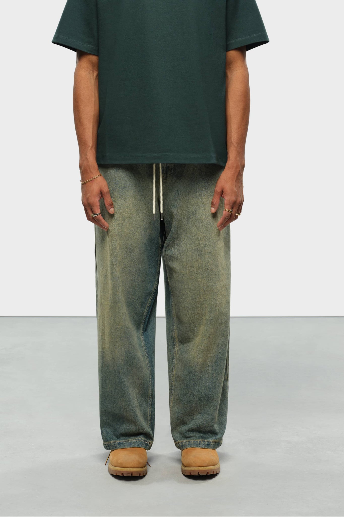 wide leg denim jean dirty wash