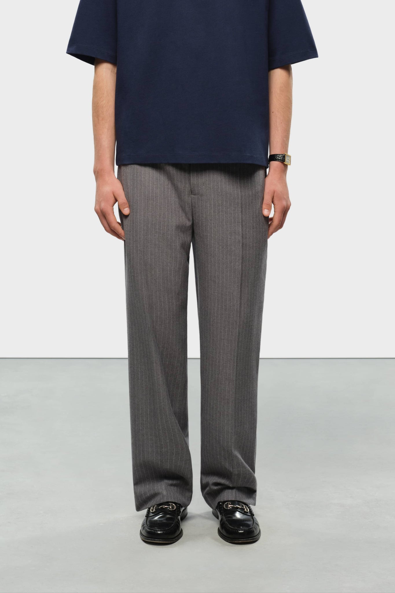 pinstripe everyday trouser grey/white