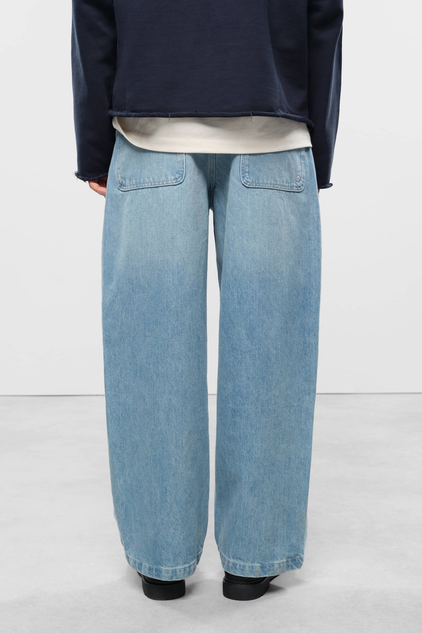 wide leg denim light blue wash