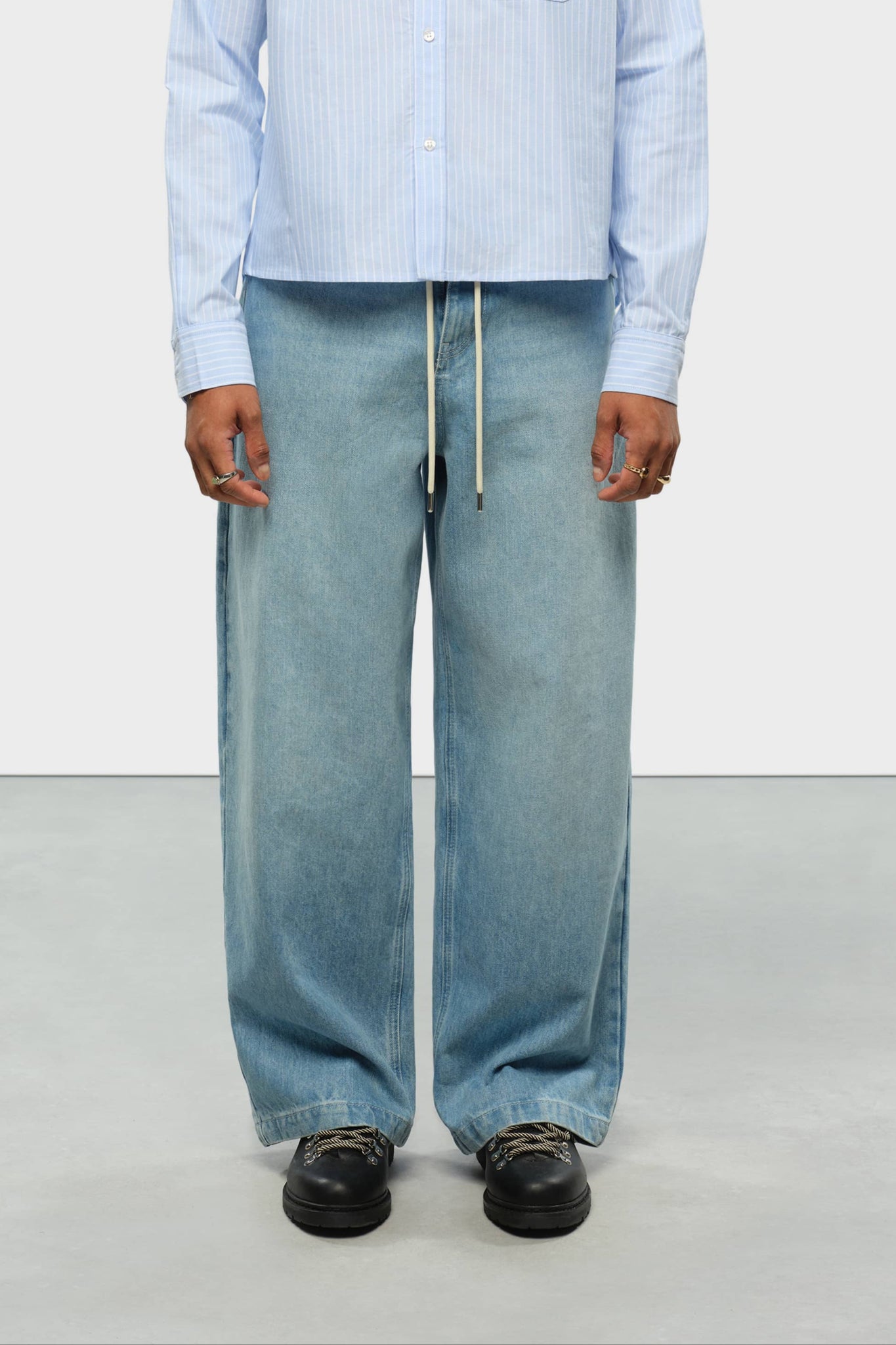 wide leg denim light blue wash