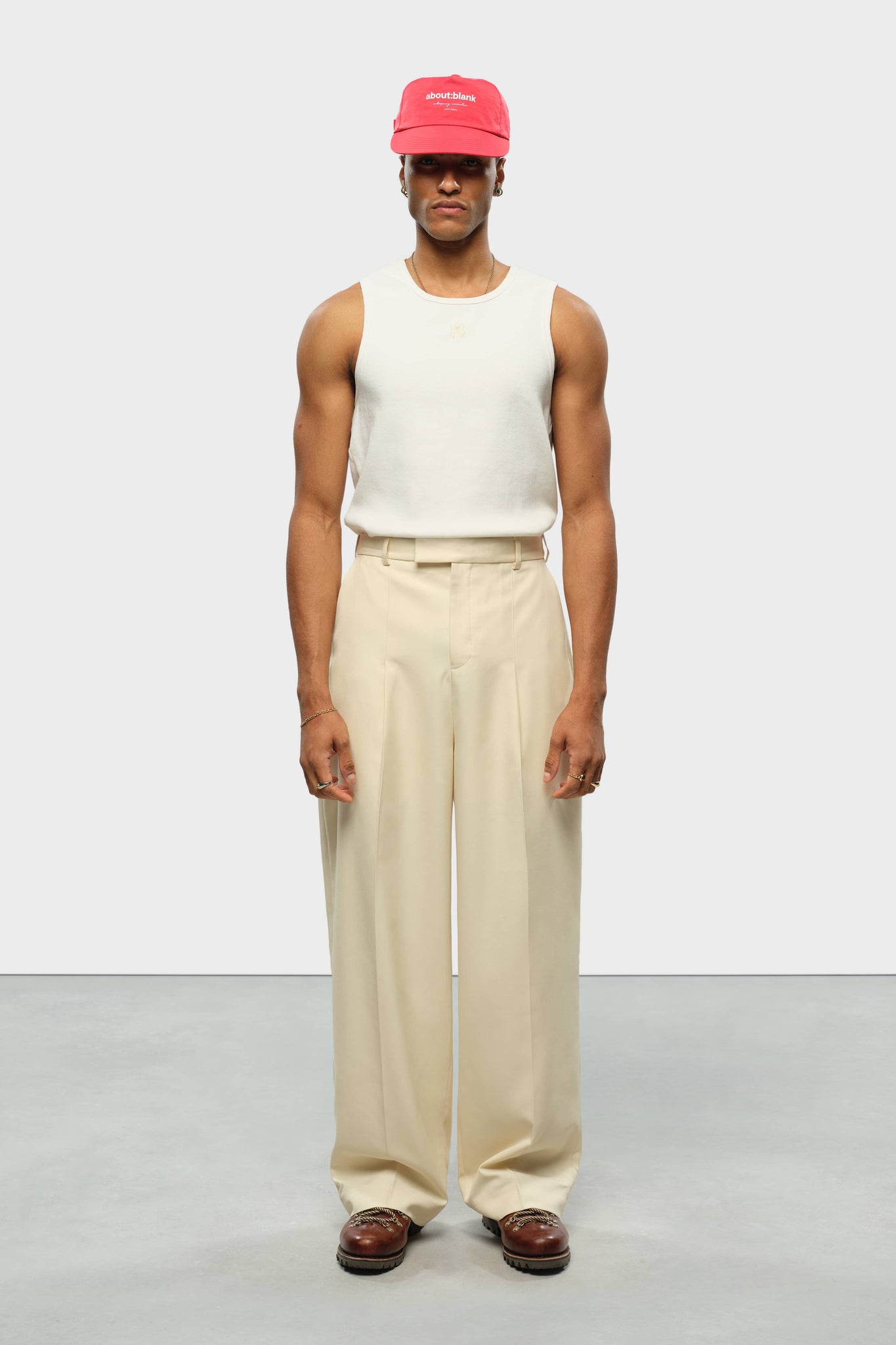tailored wide leg trouser ecru