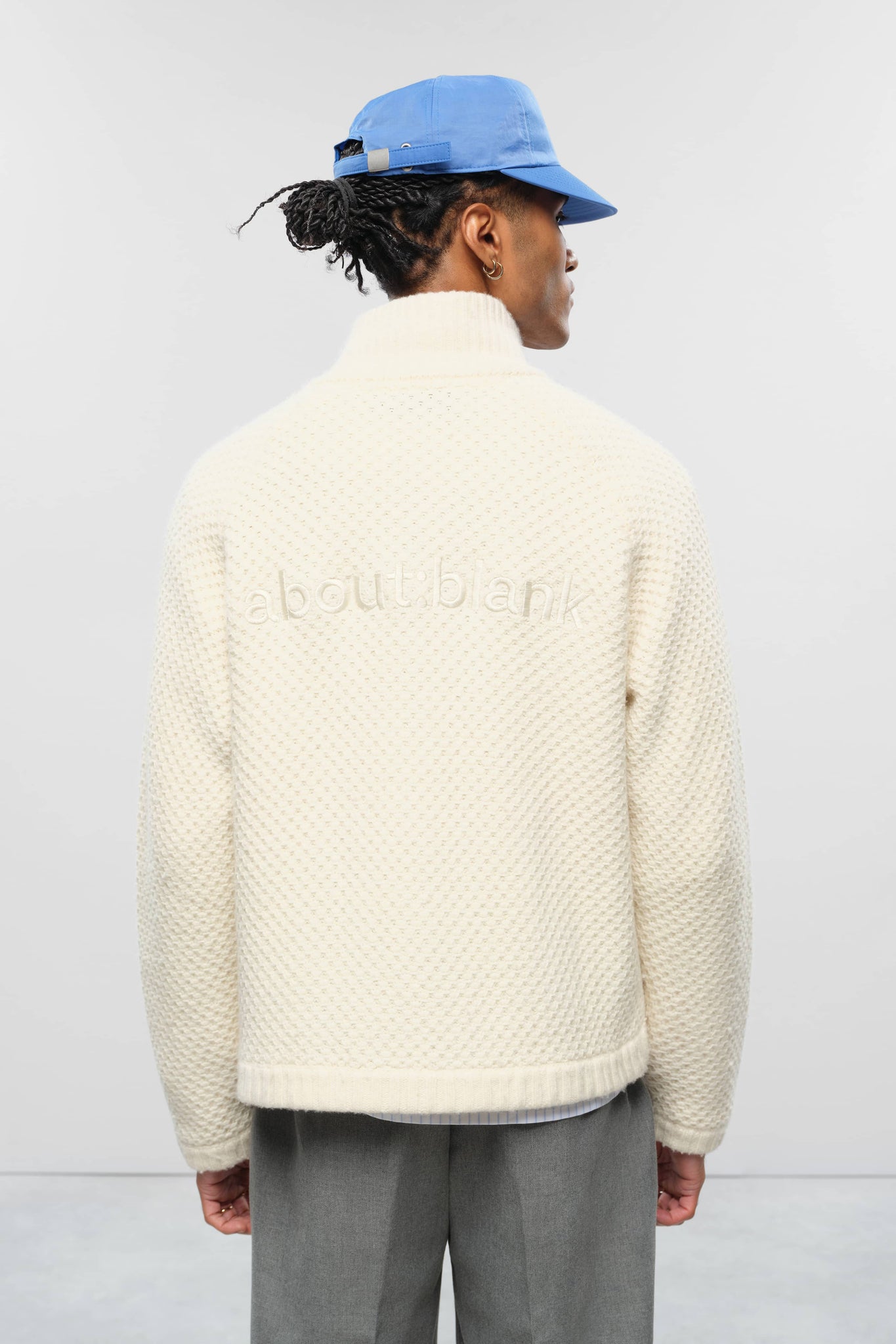bobble knit funnel ecru