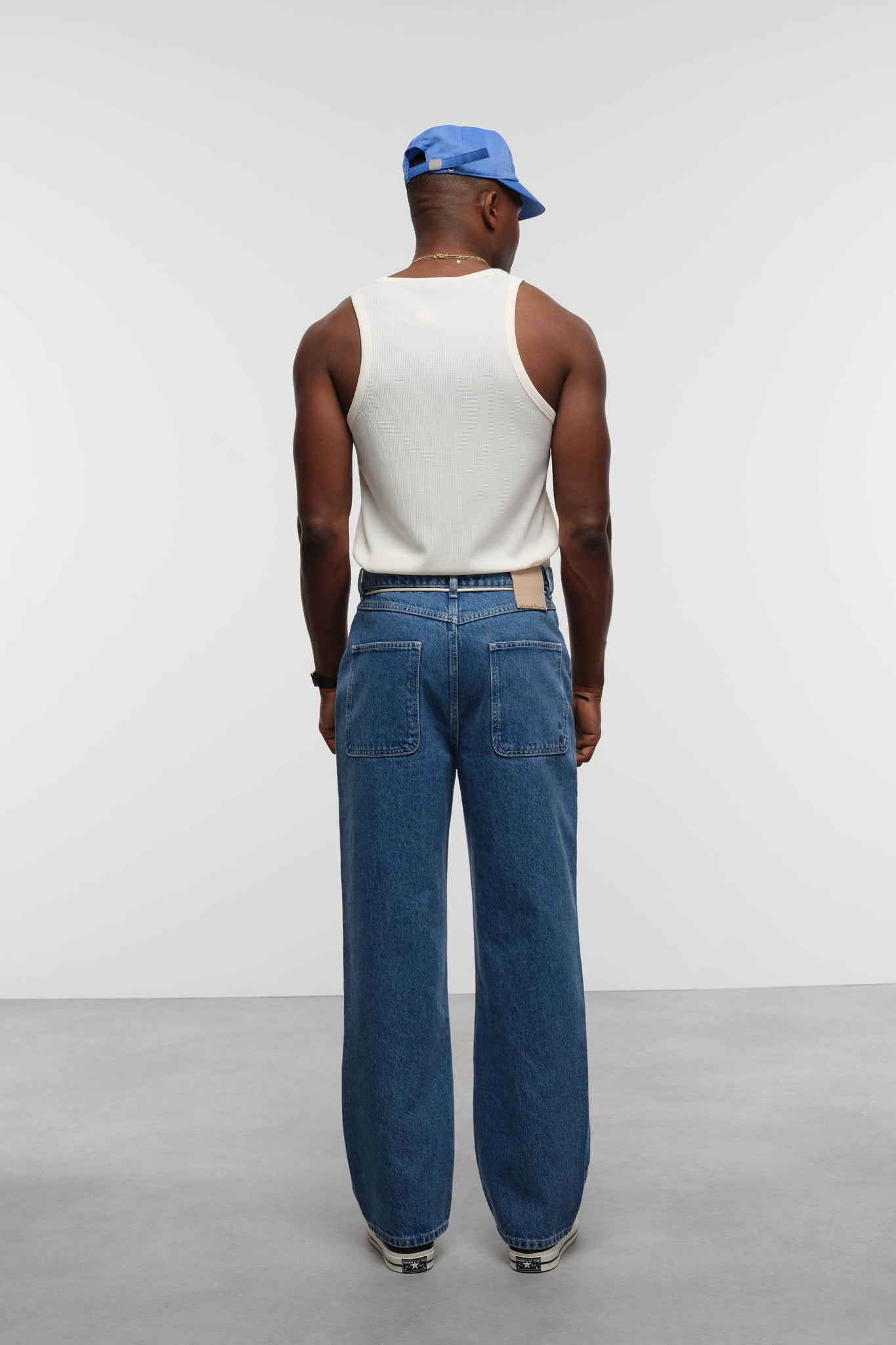 relaxed denim mid wash