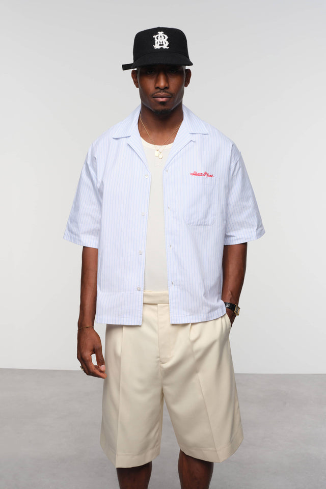 script short sleeve shirt white/blue