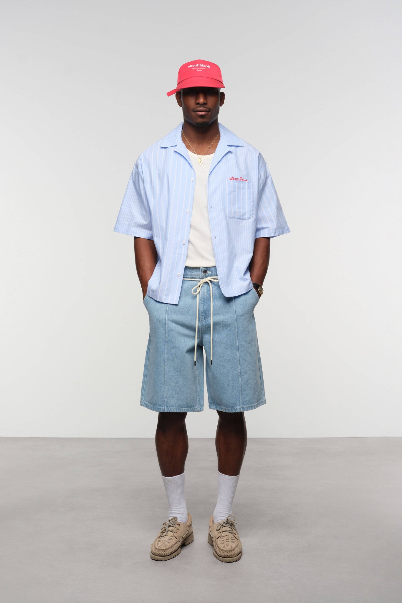 wide denim short light wash blue