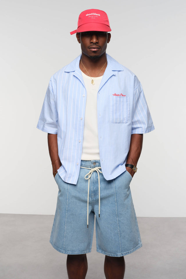 patchwork script shirt blue/white