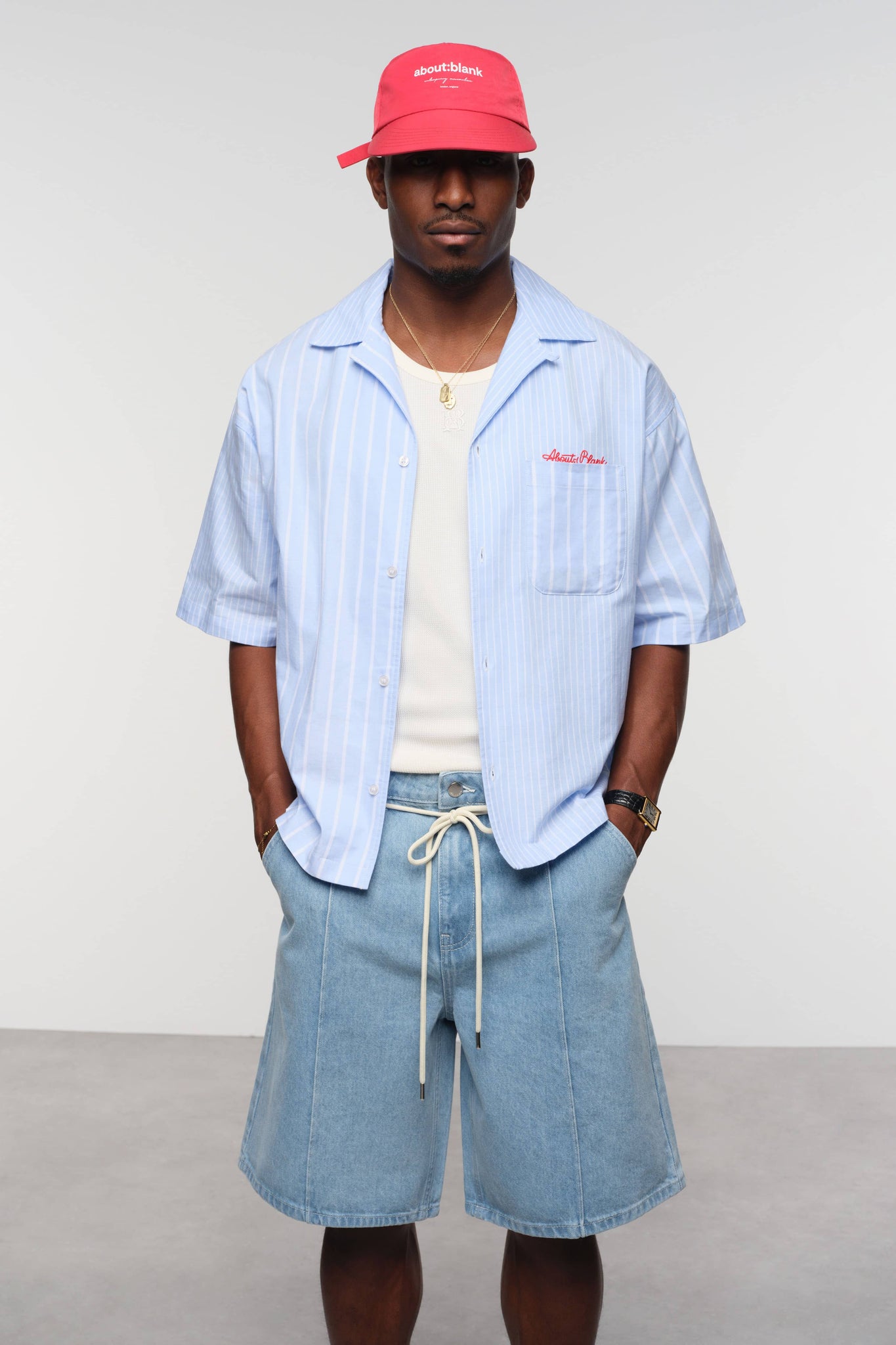 wide denim short light wash blue