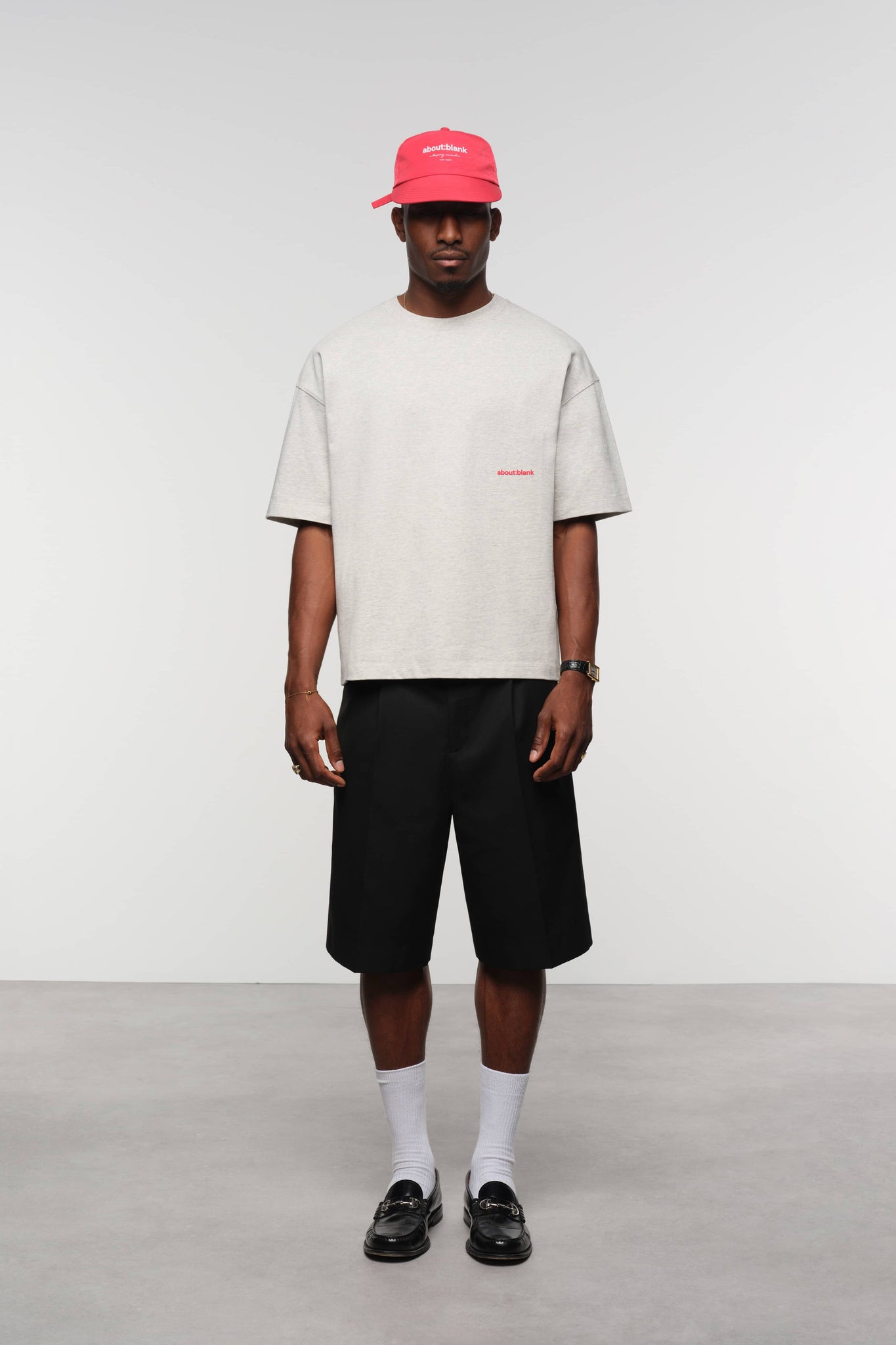 box t-shirt grey marl/red