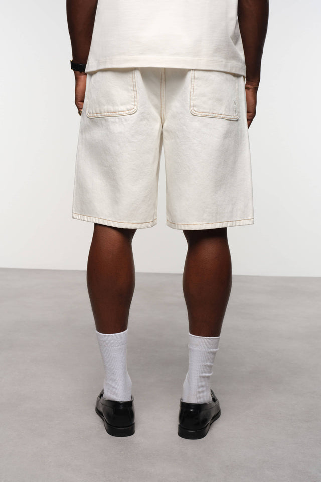 wide denim short ecru