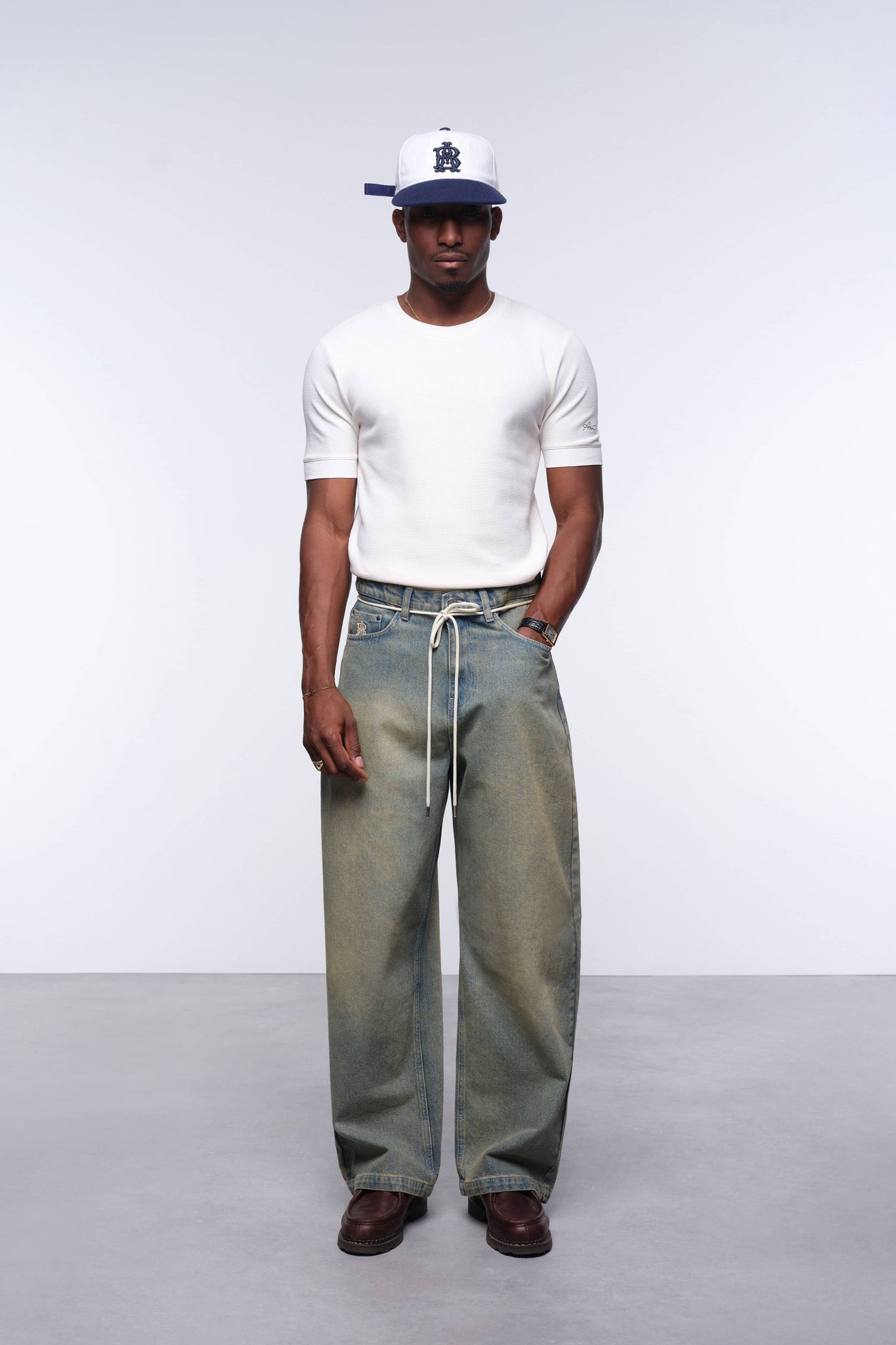 wide leg denim jean dirty wash
