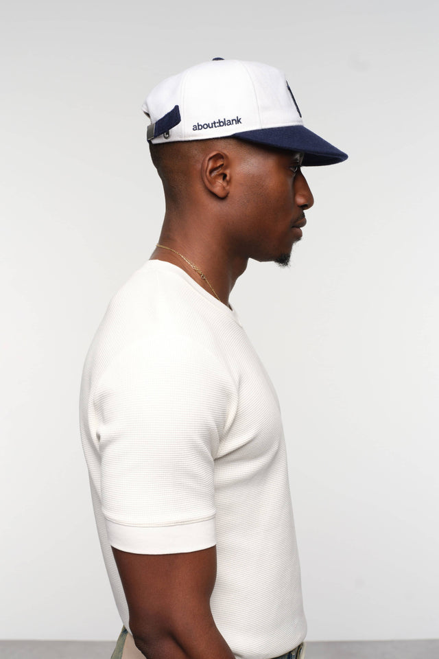 monogram wool cap ecru/navy